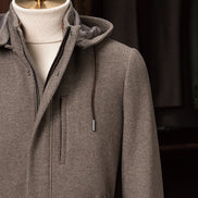 Unisex Wool Overcoat with Fitted Drawrope