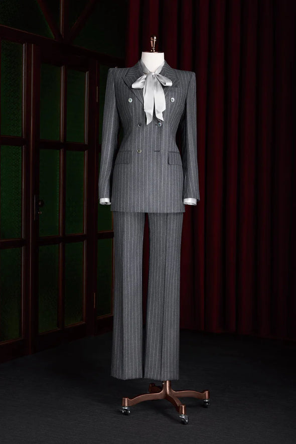 Grey & White Pinstripe Suit