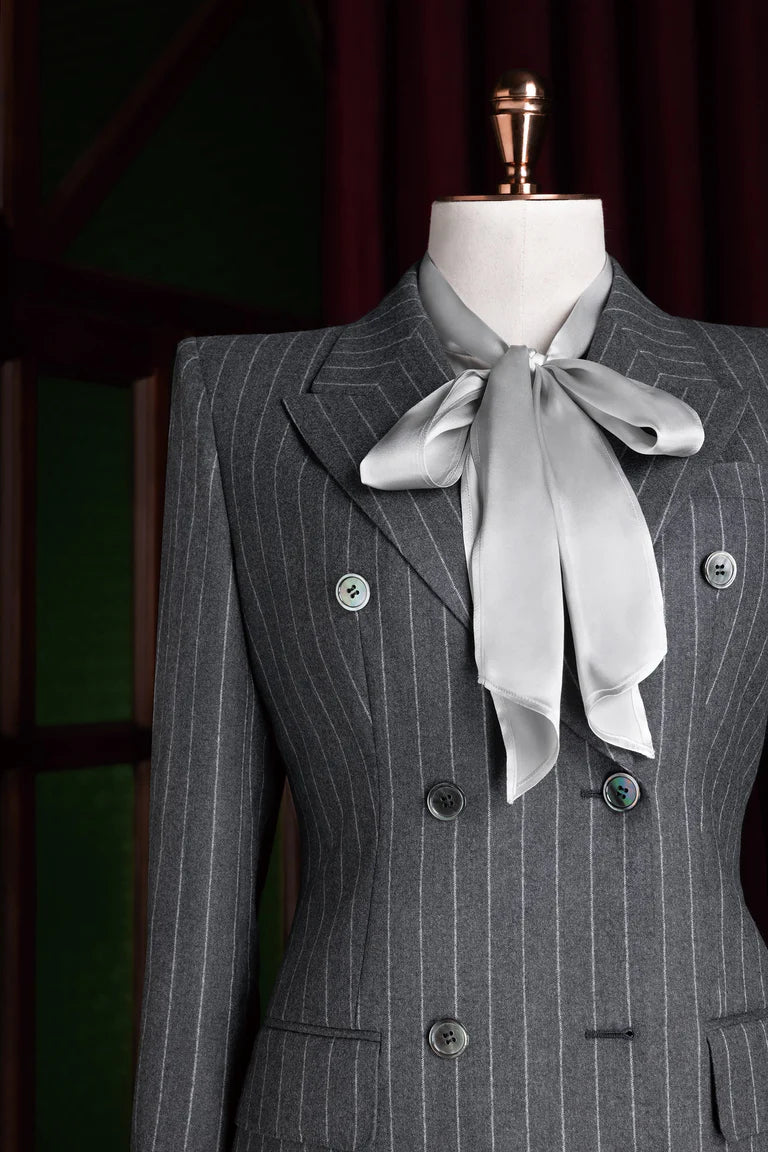 Grey & White Pinstripe Suit