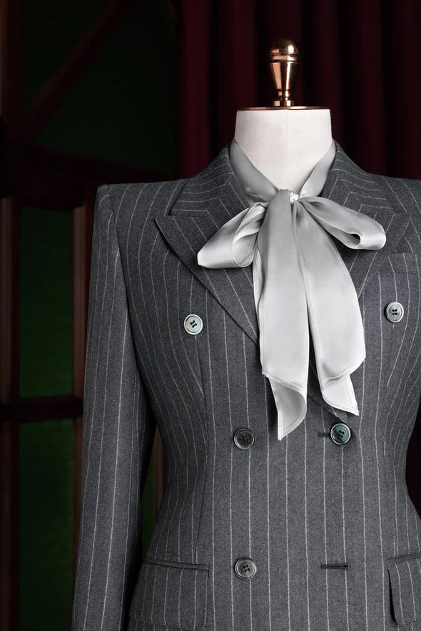 Grey & White Pinstripe Suit
