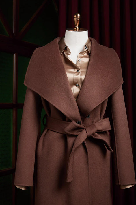 Oversized Lapel Over Coat with Belt