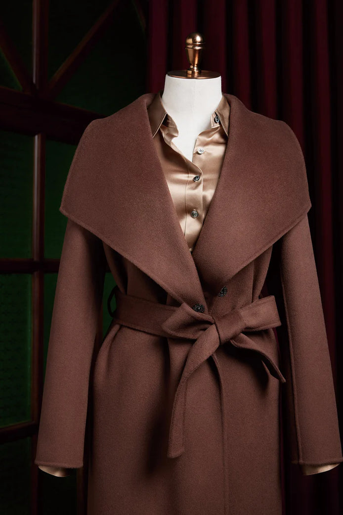 Oversized Lapel Over Coat with Belt
