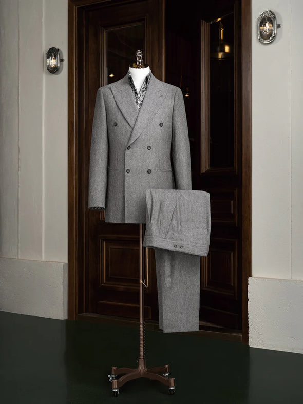 Double-Breasted Grey Suit