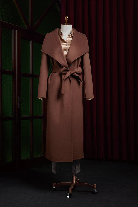 Oversized Lapel Over Coat with Belt