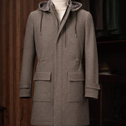 Unisex Wool Overcoat with Fitted Drawrope